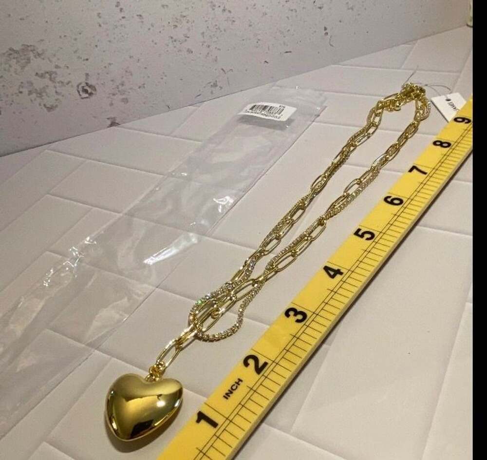Uncommon James Intertwined Gold Necklace Heart Pendant Paperclip Chain